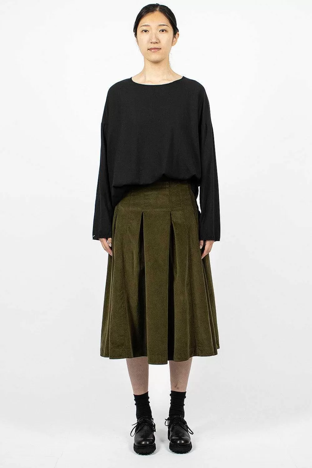 Album di Famiglia 3293 Velvet Skirt Olive | Skirts