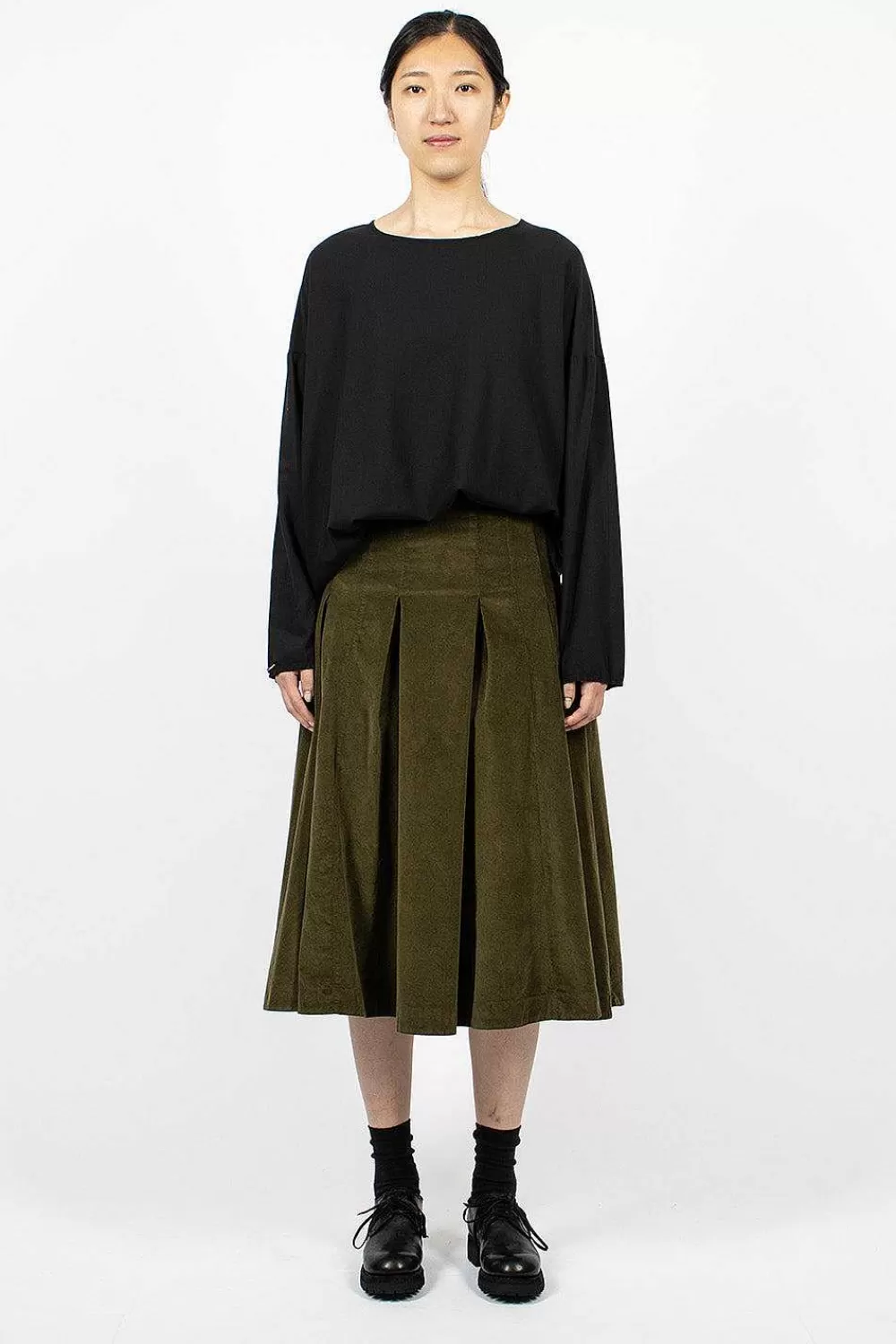 Album di Famiglia 3293 Velvet Skirt Olive | Skirts