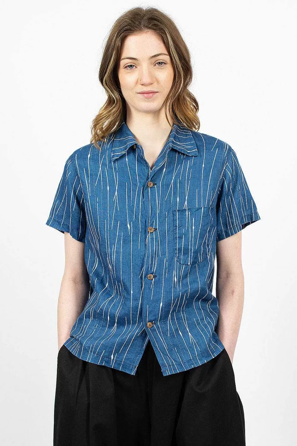 Kapital Aloha French Linen Shirt Indigo | Shirts