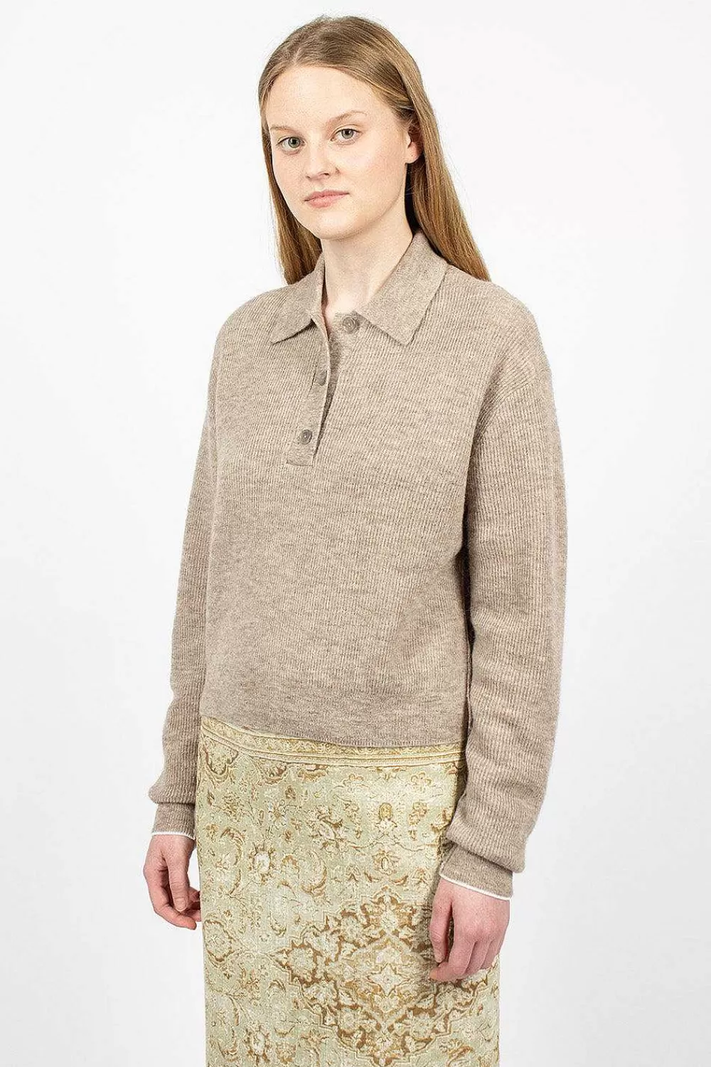 Acne Studios Alpaca Polo Mushroom Beige | Tops