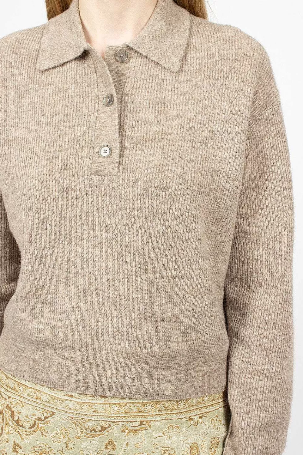 Acne Studios Alpaca Polo Mushroom Beige | Knitwear