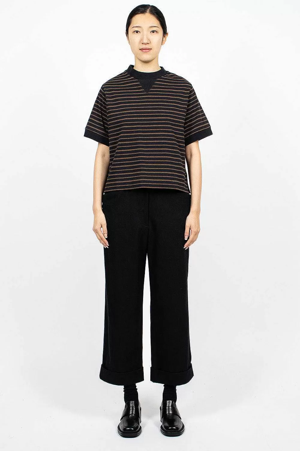 Margaret Howell Archive Matte Jersey Black/Bark | Tops