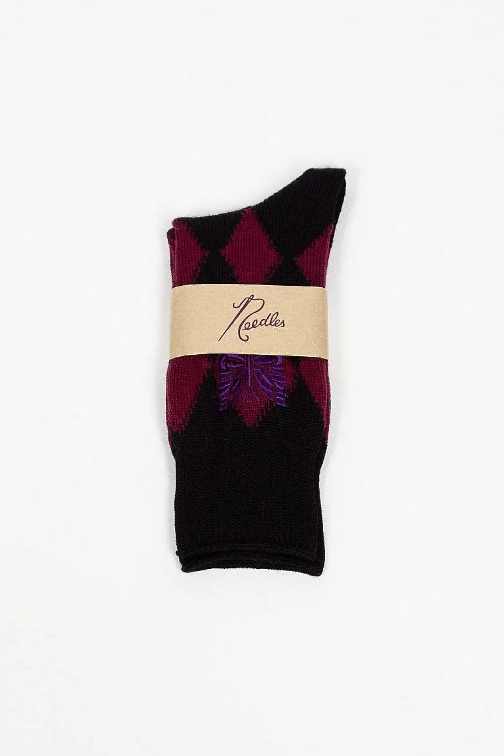 Needles Argyle Jacquard Socks Wine | Tights & Socks