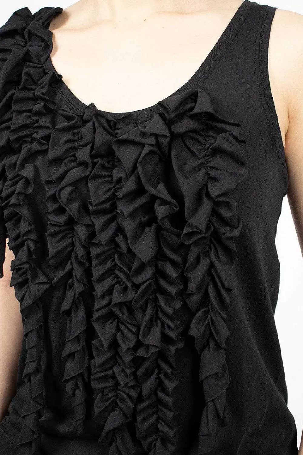 Dries Van Noten Asymmetric Ruffle Top Black | Tops