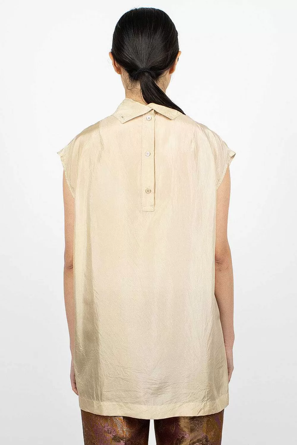 Dries Van Noten Back Button Shirt Ecru | Tops