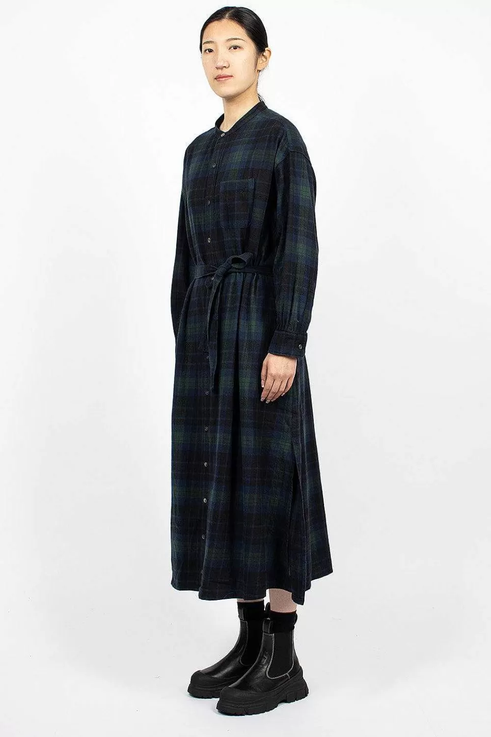 Engineered Garments FWK Banded Collar Dress Blackwatch Tartan | Dresses