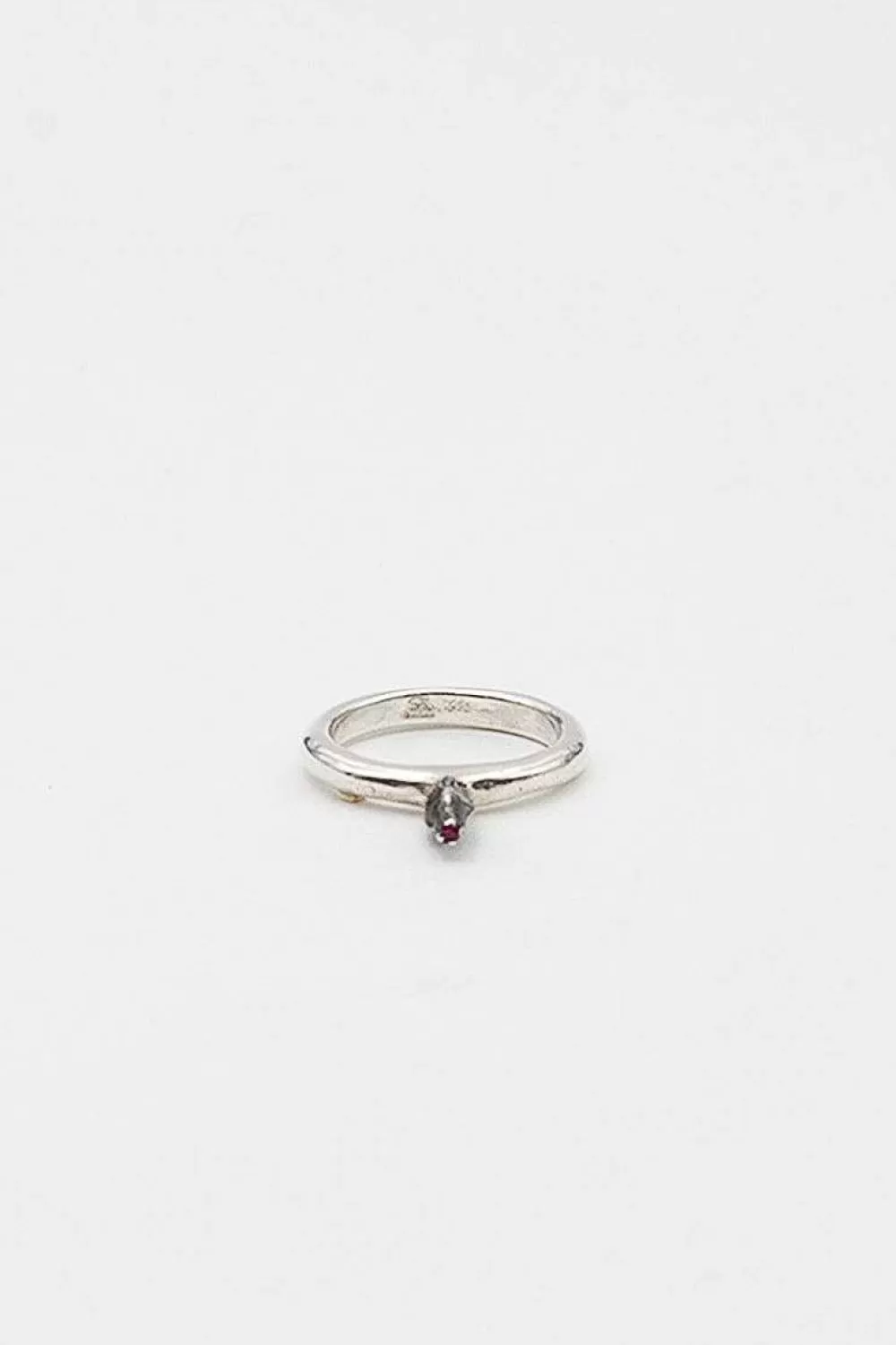 Rosa Maria Bar Silver And Ruby Bud Ring | Rings