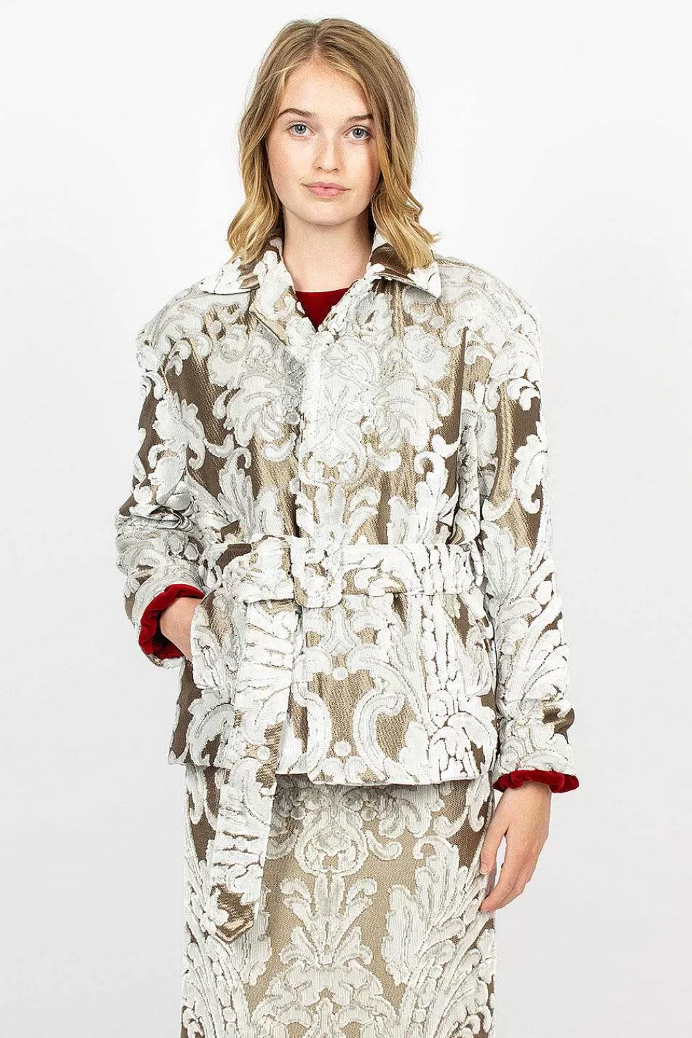 Dries Van Noten Belted Coat Ecru Tapestry | Outerwear