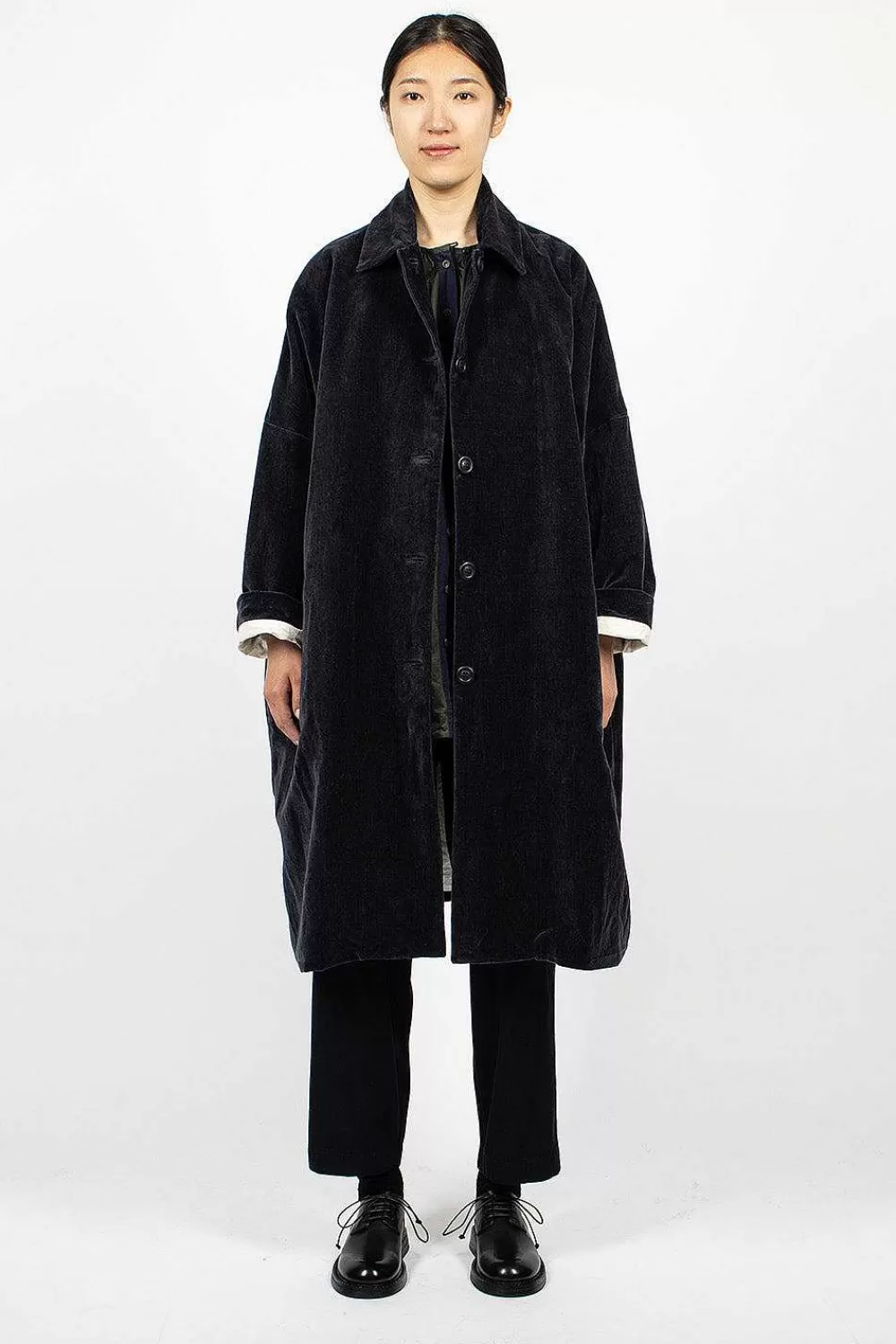 Casey Casey Big Blobby Velvet Coat Navy | Outerwear