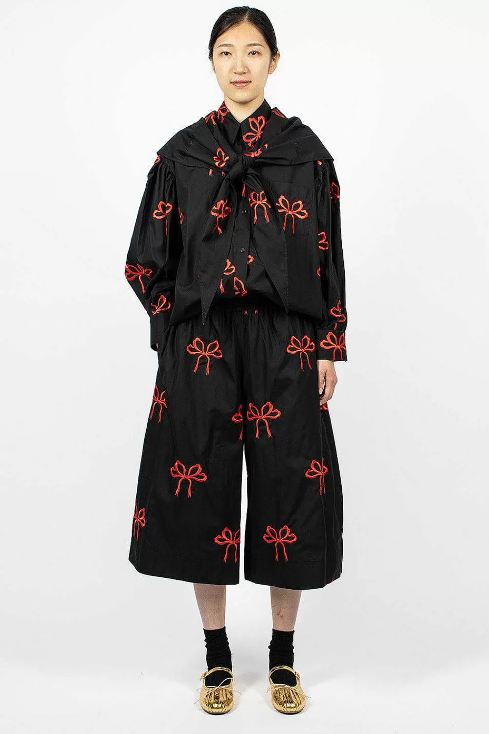 Simone Rocha Bow Boxing Shorts Black/Red | Trousers