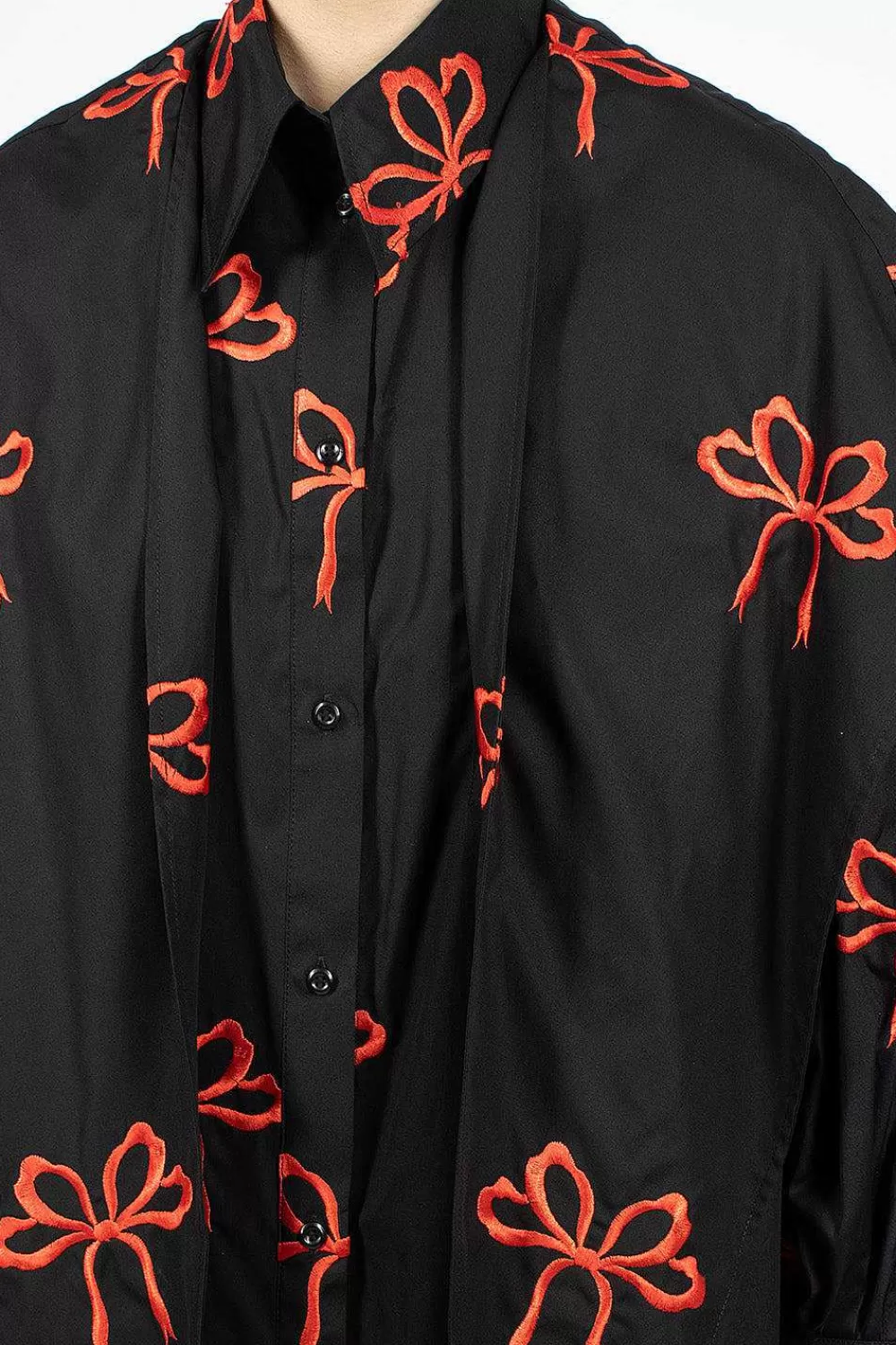 Simone Rocha Bow Embroidered Shirt Black/Red | Shirts