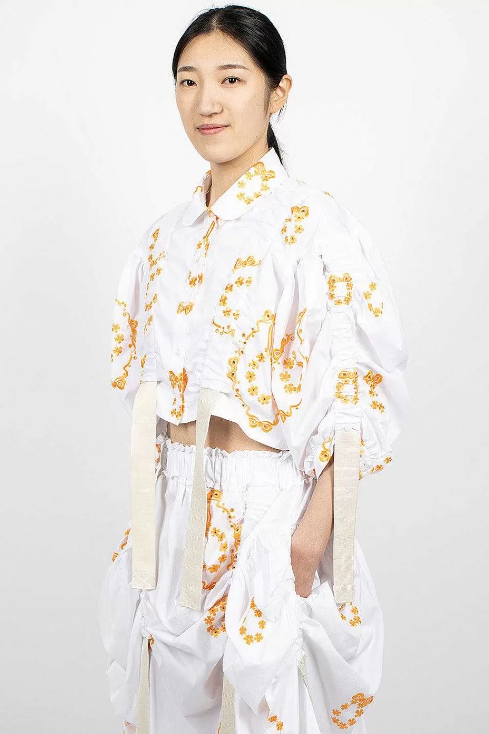 Simone Rocha Bow Wreath Slider Shirt White/Clementine | Shirts