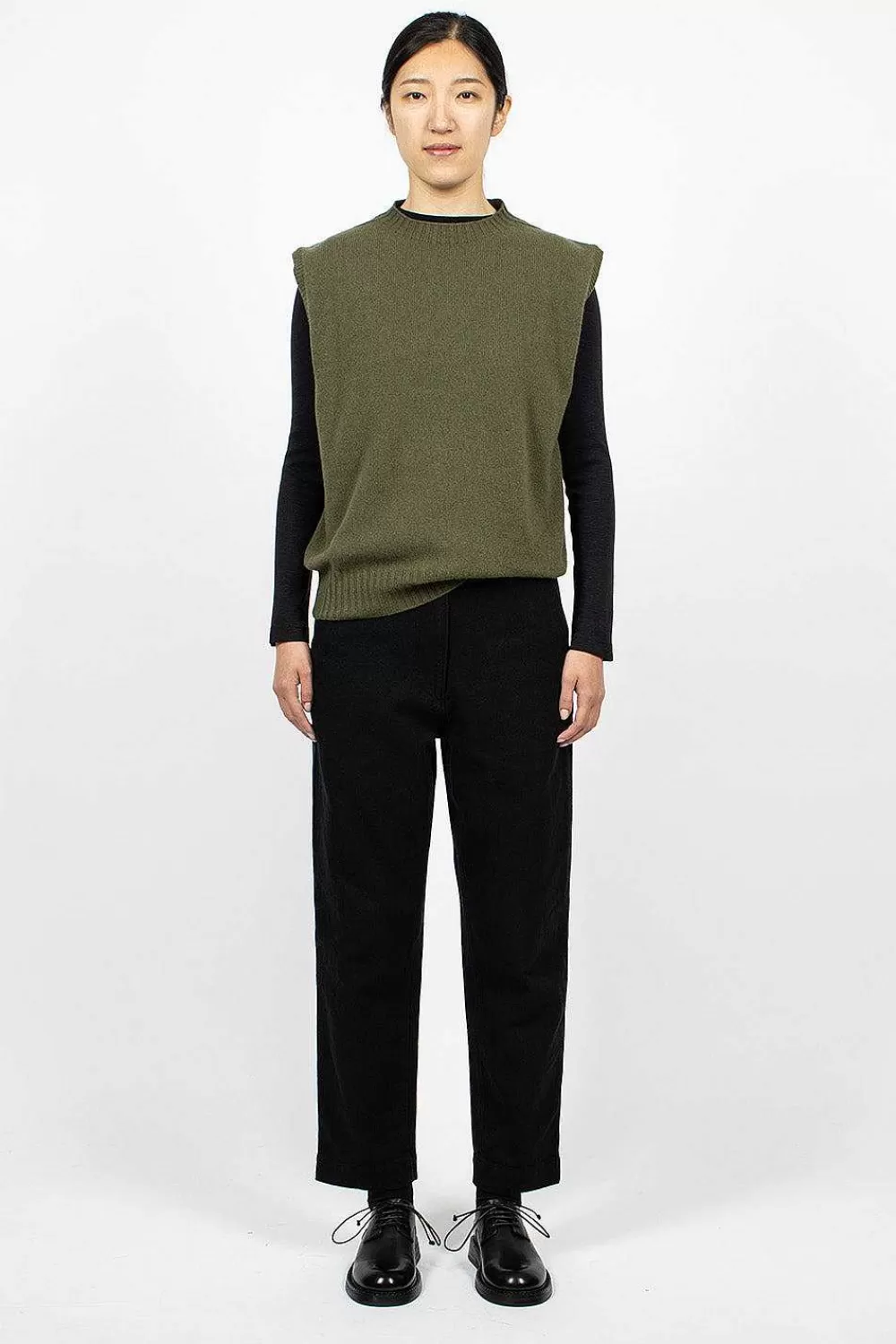 Margaret Howell Boxy Slipover Khaki | Knitwear