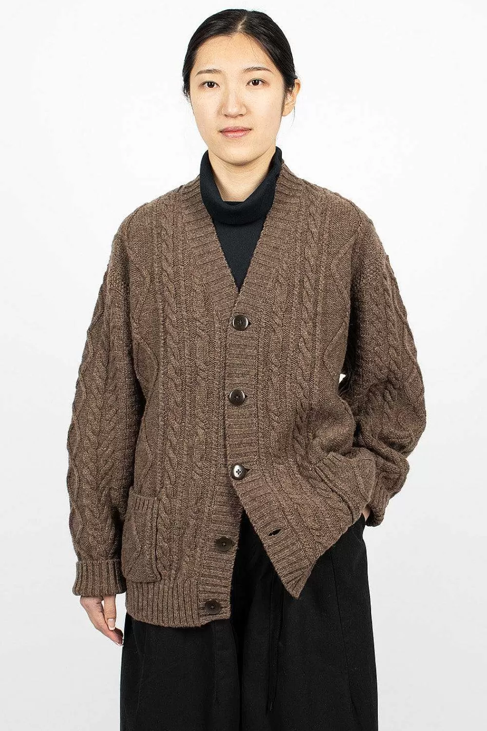 Kapital Cable Knit Cardigan Moca Brown | Outerwear