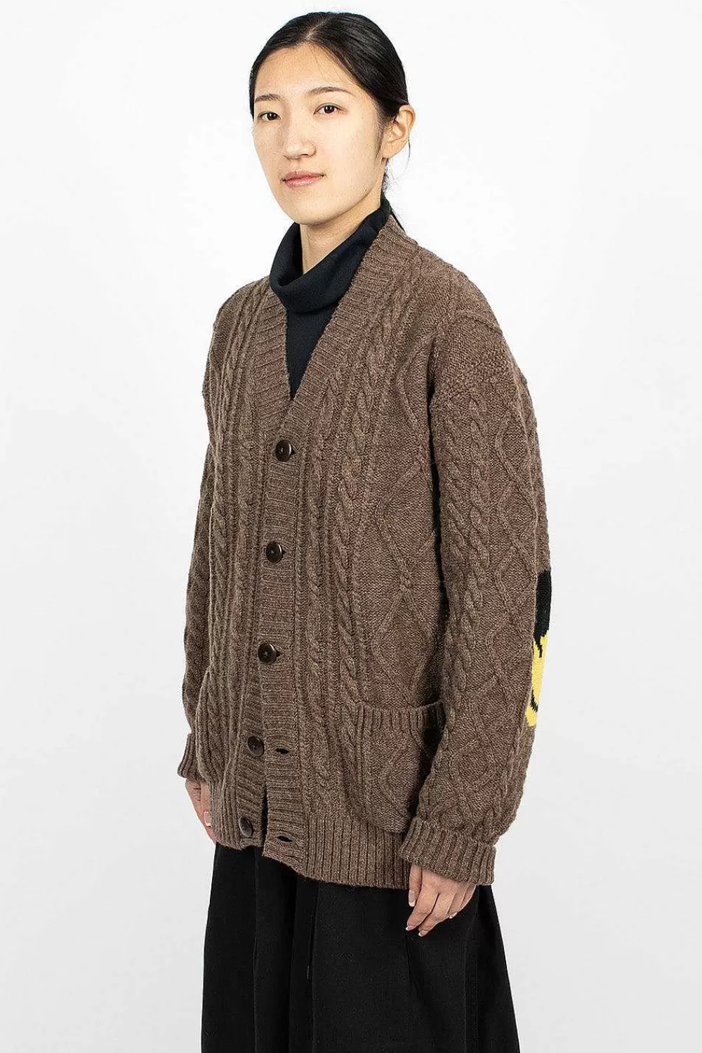 Kapital Cable Knit Cardigan Moca Brown | Knitwear