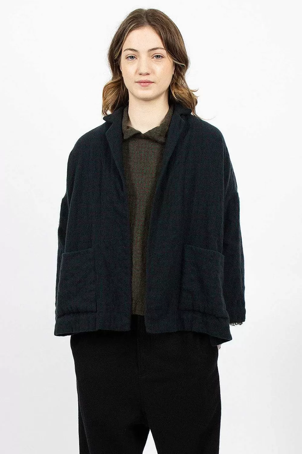 Daniela Gregis Cashmere Jacket Green Blue Check | Outerwear