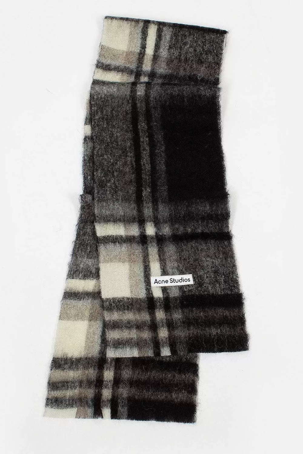 Acne Studios Checked Alpaca Scarf Black/Grey | Scarves & Gloves