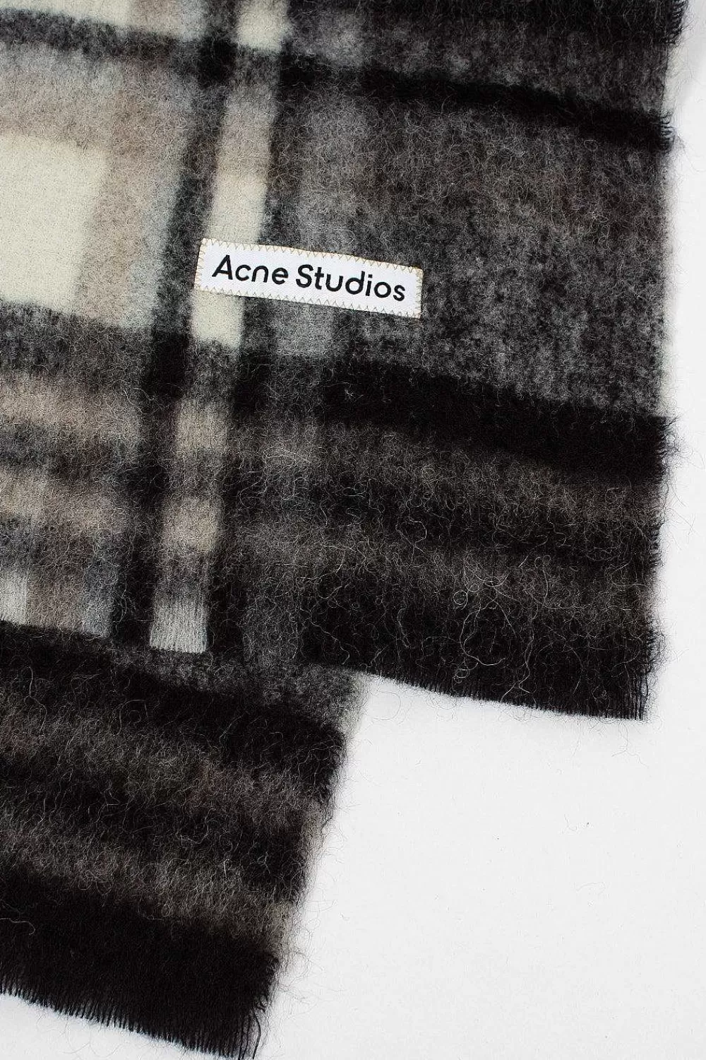 Acne Studios Checked Alpaca Scarf Black/Grey | Scarves & Gloves