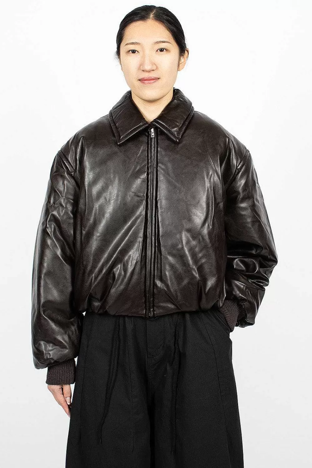 Acne Studios Coated Bomber Jacket Dark Brown | Outerwear