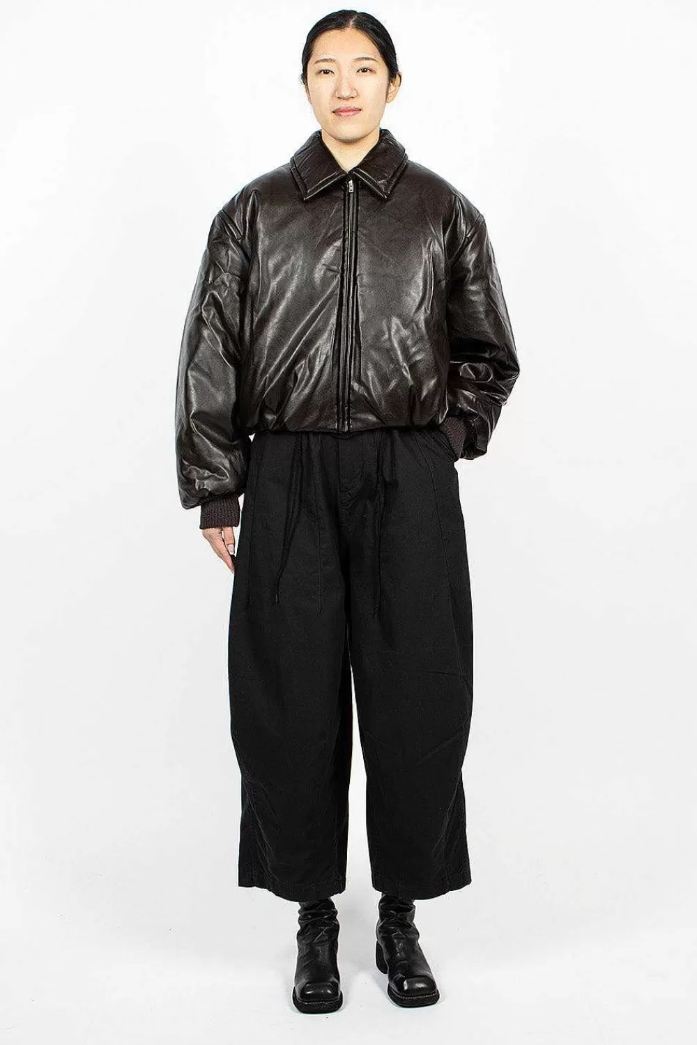 Acne Studios Coated Bomber Jacket Dark Brown | Outerwear