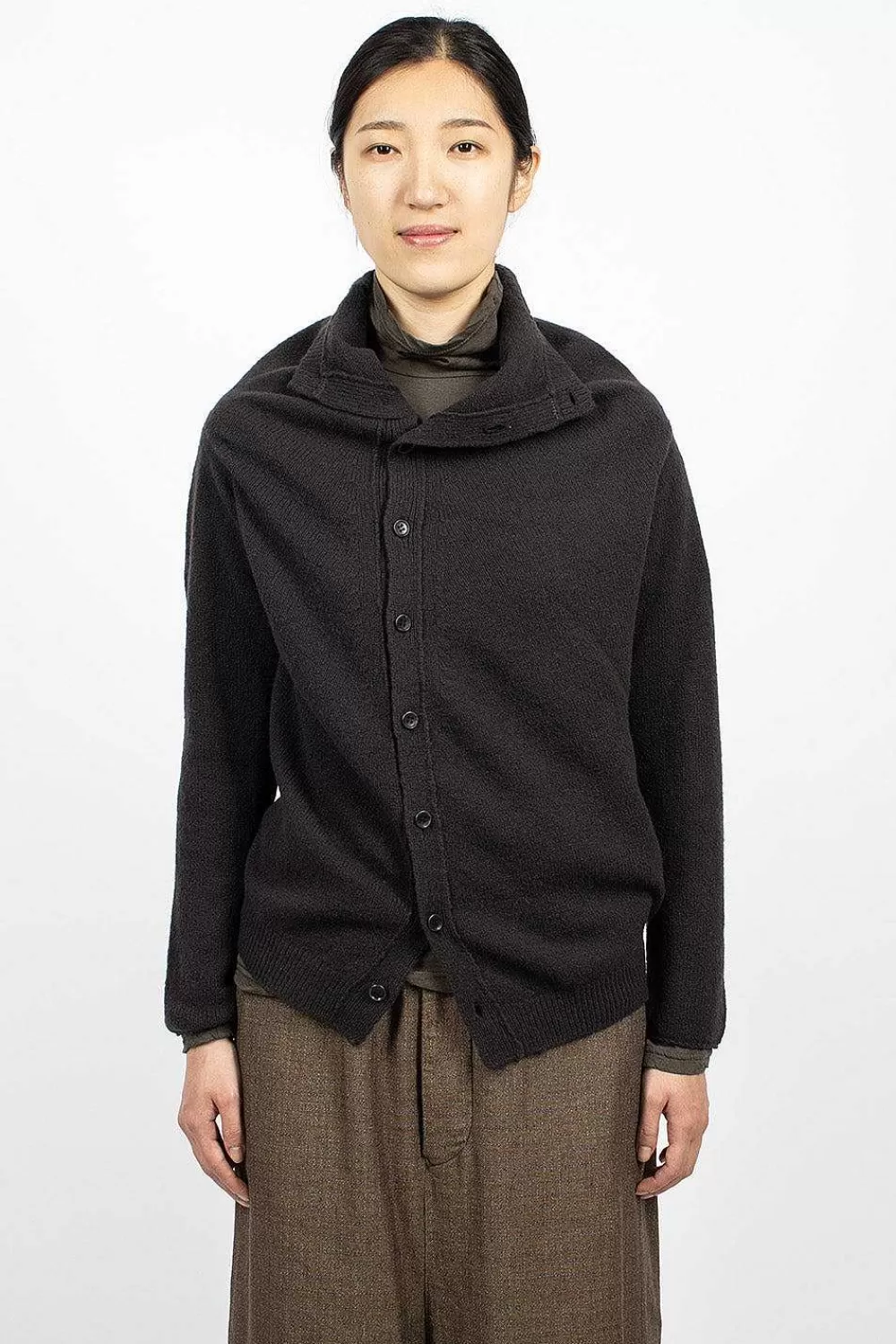 Vlas Blomme Cocoon Cardigan Brown/Black | Knitwear