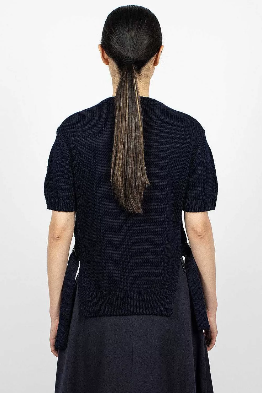 Moncler Cotton Knit Top Navy | Tops