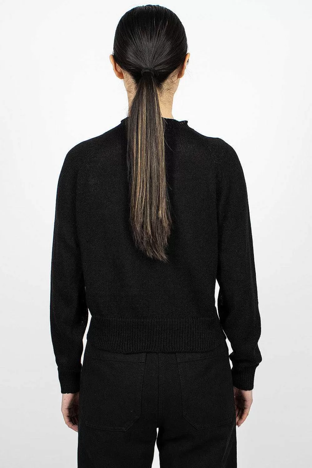 Margaret Howell Crew Neck Black Linen/Cotton | Knitwear