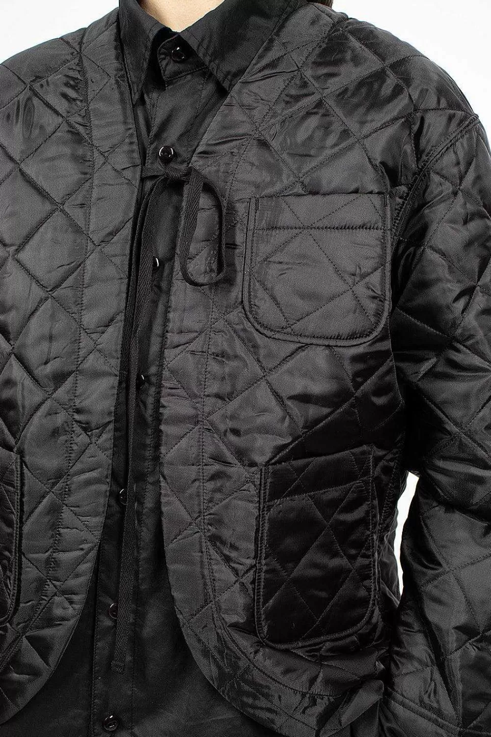 Engineered Garments FWK Diamond Quilted Cutaway Jacket Black | Outerwear