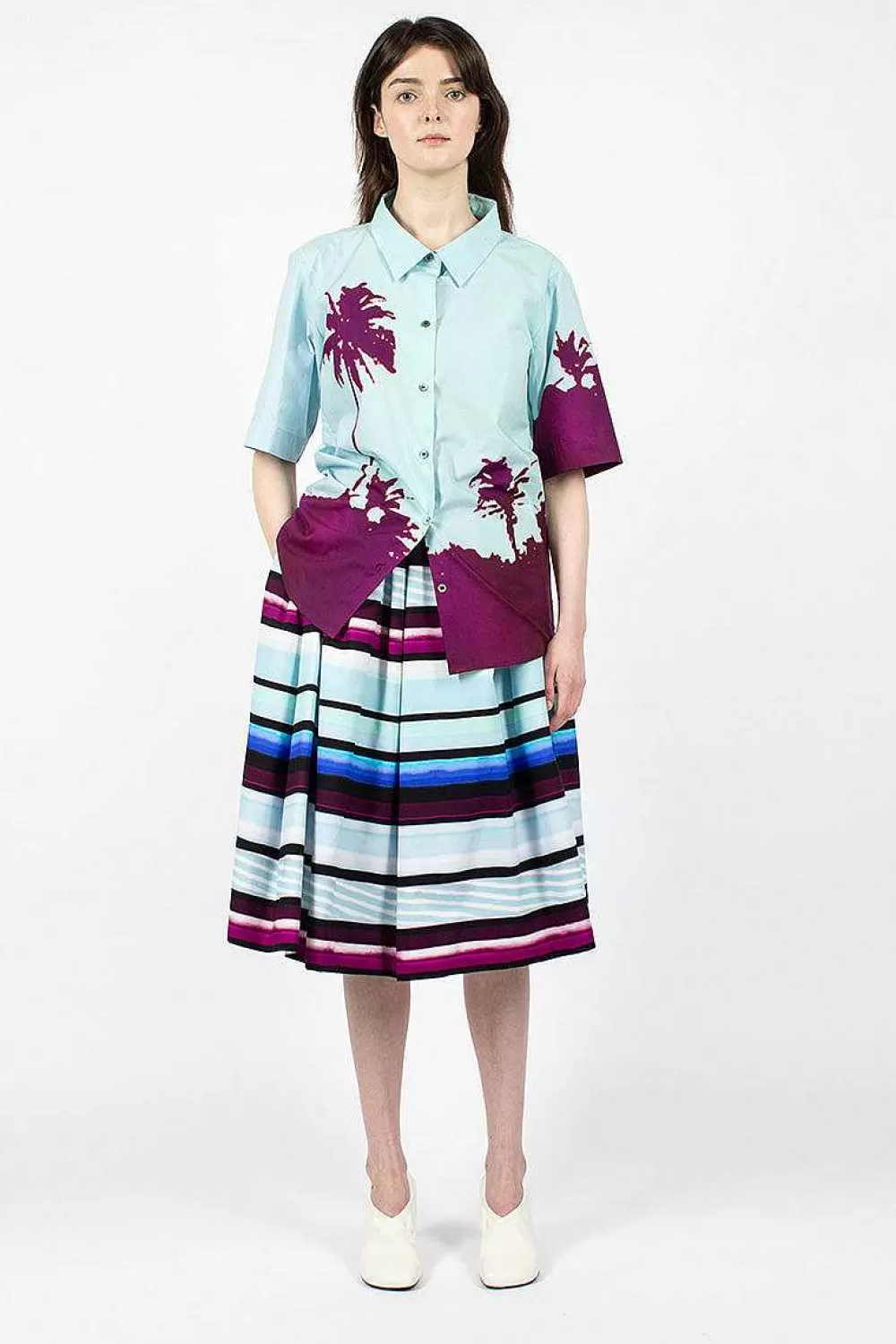 Dries Van Noten Digital Print Skirt Blue | Skirts