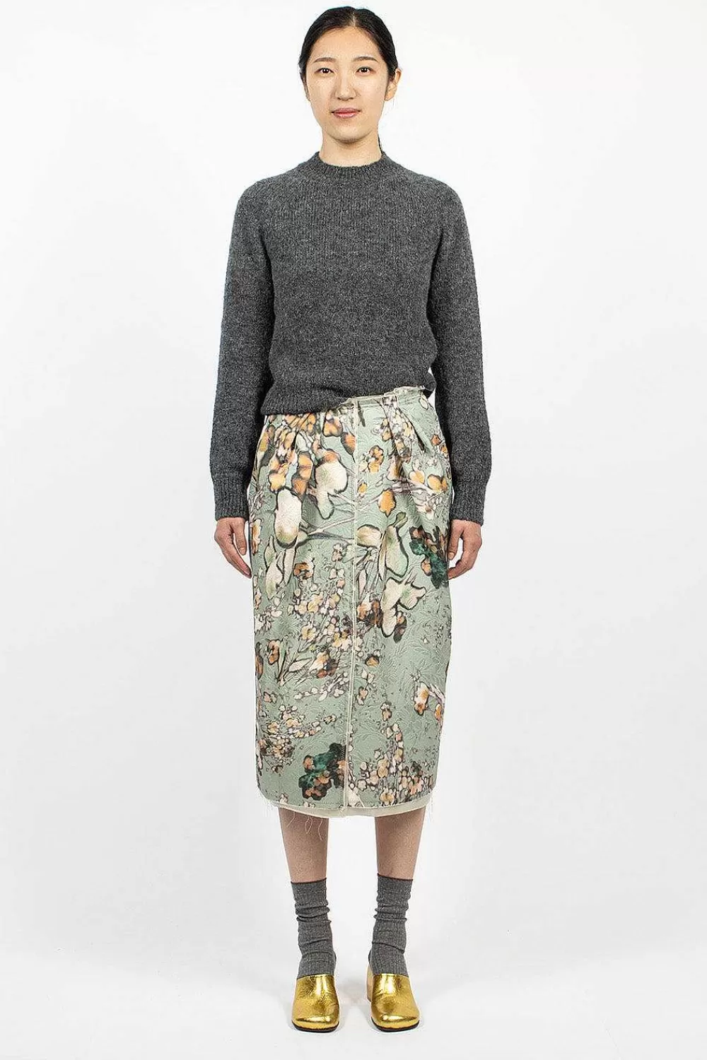 Dries Van Noten Distressed Floral Pencil Skirt | Skirts