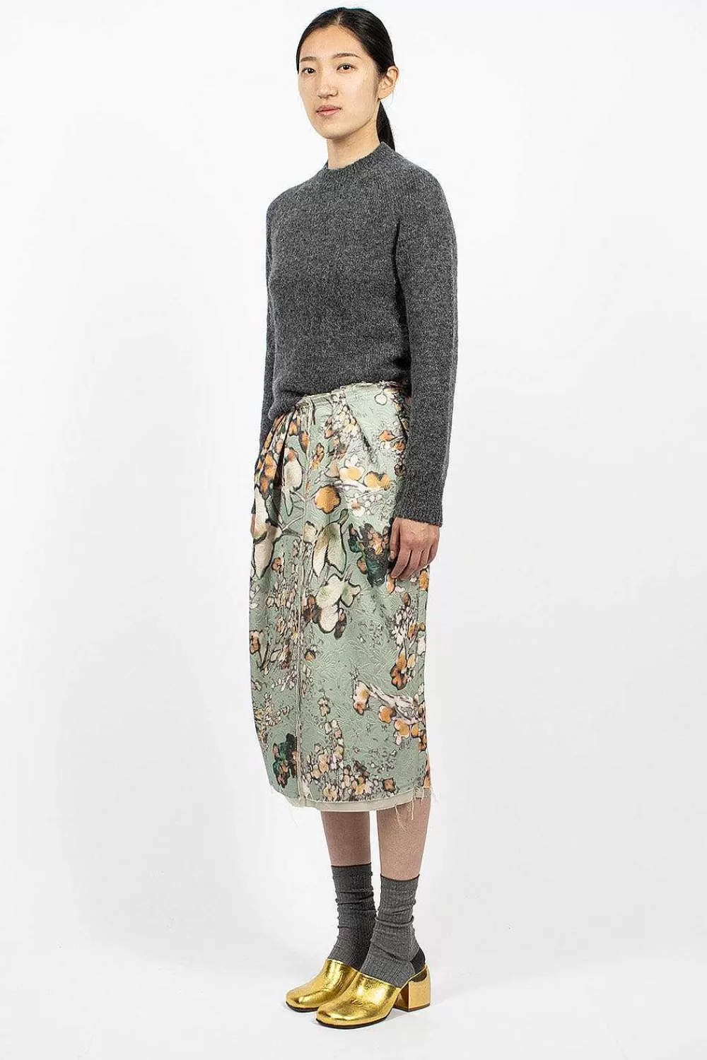 Dries Van Noten Distressed Floral Pencil Skirt | Skirts