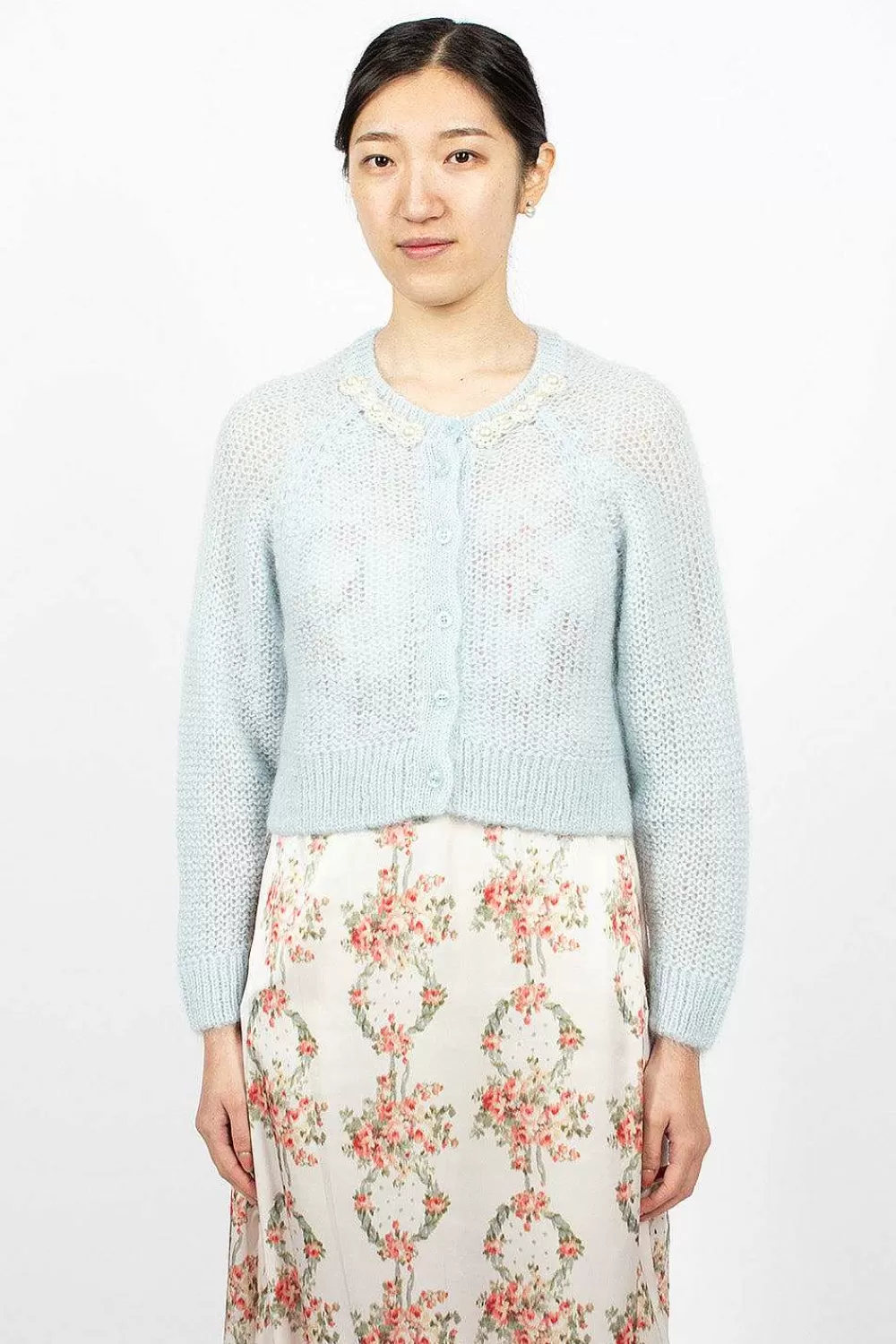 Simone Rocha Embellished Cardigan Baby Blue | Knitwear