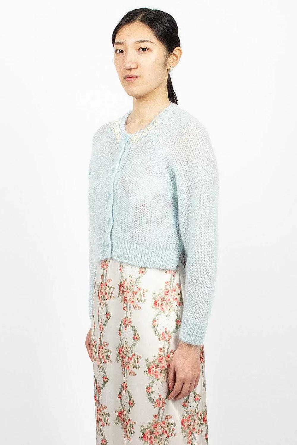 Simone Rocha Embellished Cardigan Baby Blue | Knitwear