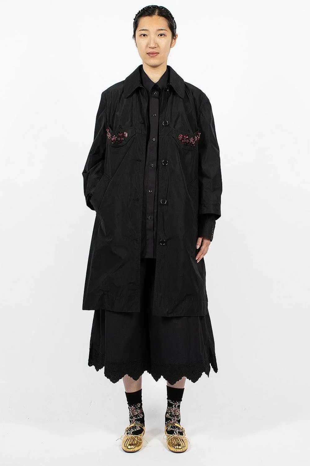 Simone Rocha Embellished Cup Car Coat | Outerwear