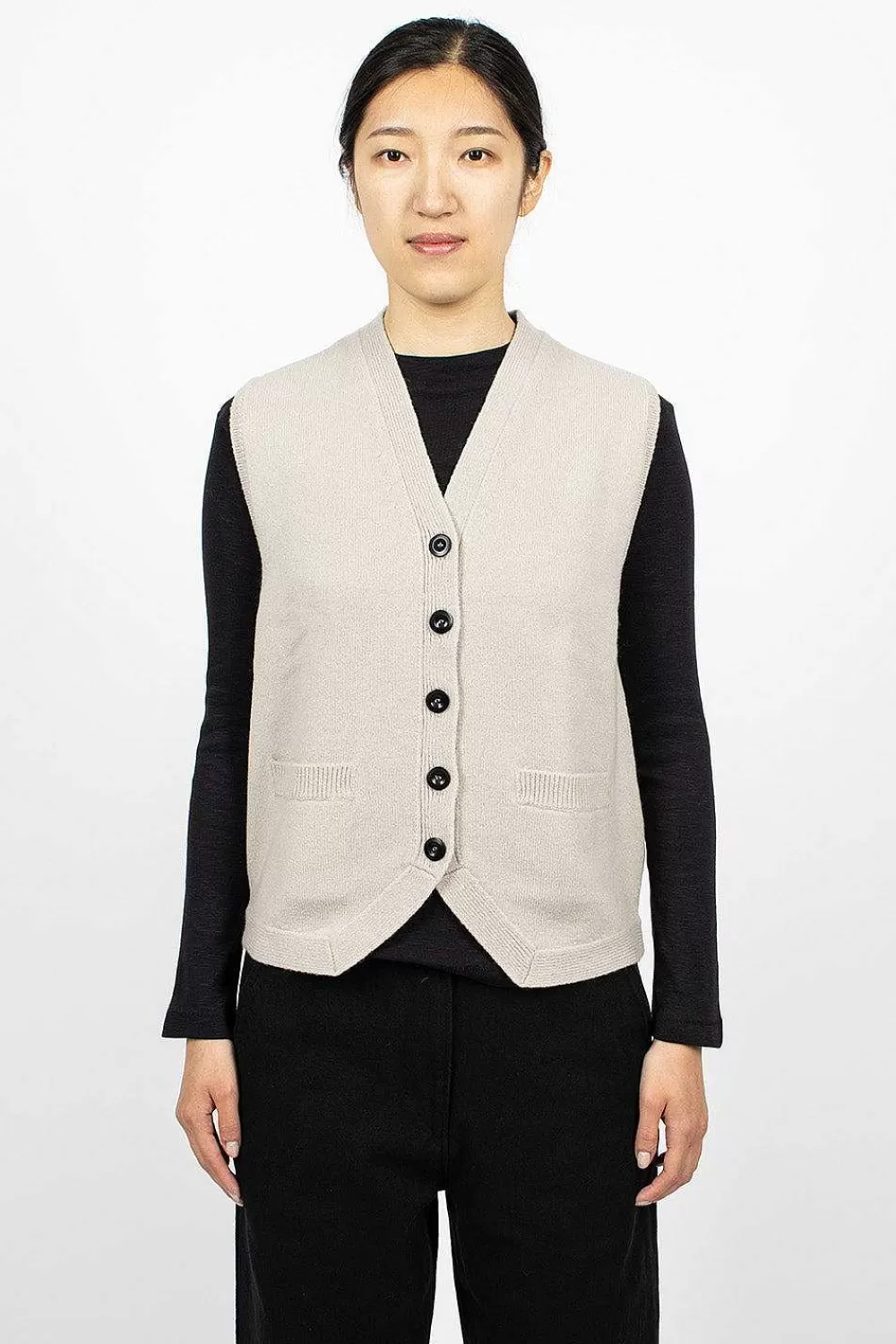 Margaret Howell Felted Wool Waistcoat Putty | Knitwear