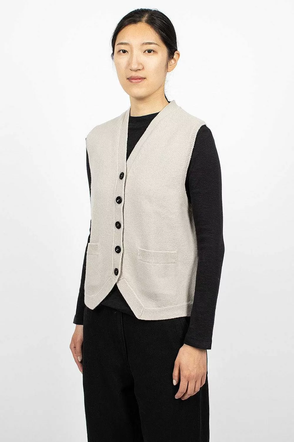 Margaret Howell Felted Wool Waistcoat Putty | Knitwear