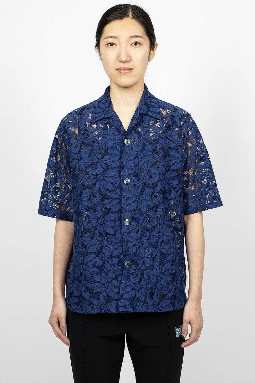 Needles Flower Lace Cabana Shirt Navy | Shirts