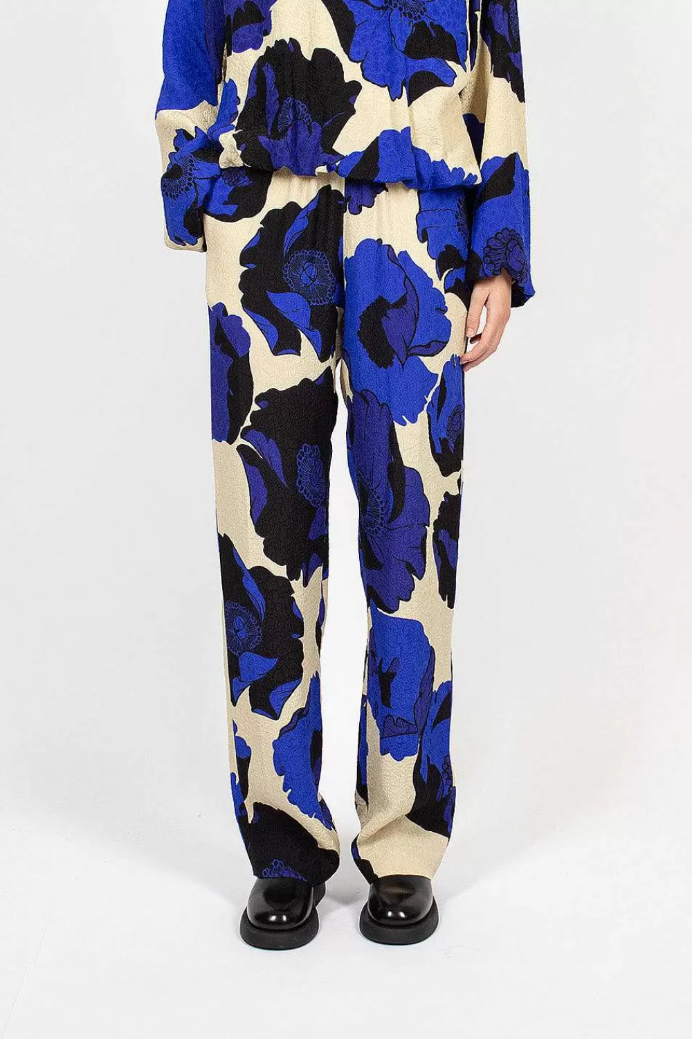 Dries Van Noten Fluid Floral Trousers Blue | Trousers