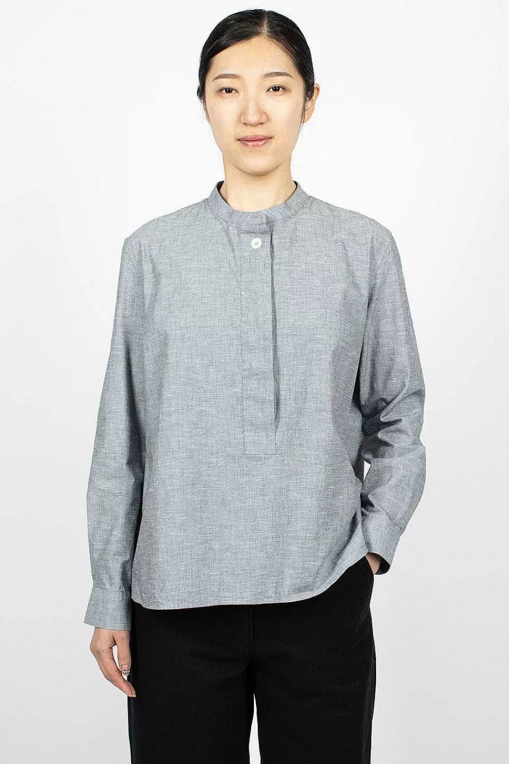 Margaret Howell Fly Placket Swing Shirt Dusty Blue | Shirts