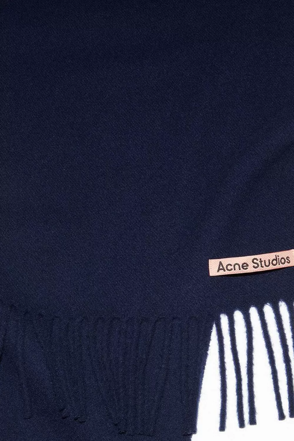 Acne Studios Fringed Wool Scarf Navy | Scarves & Gloves