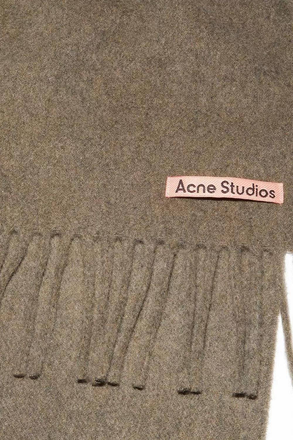 Acne Studios Fringed Wool Scarf Olive | Scarves & Gloves