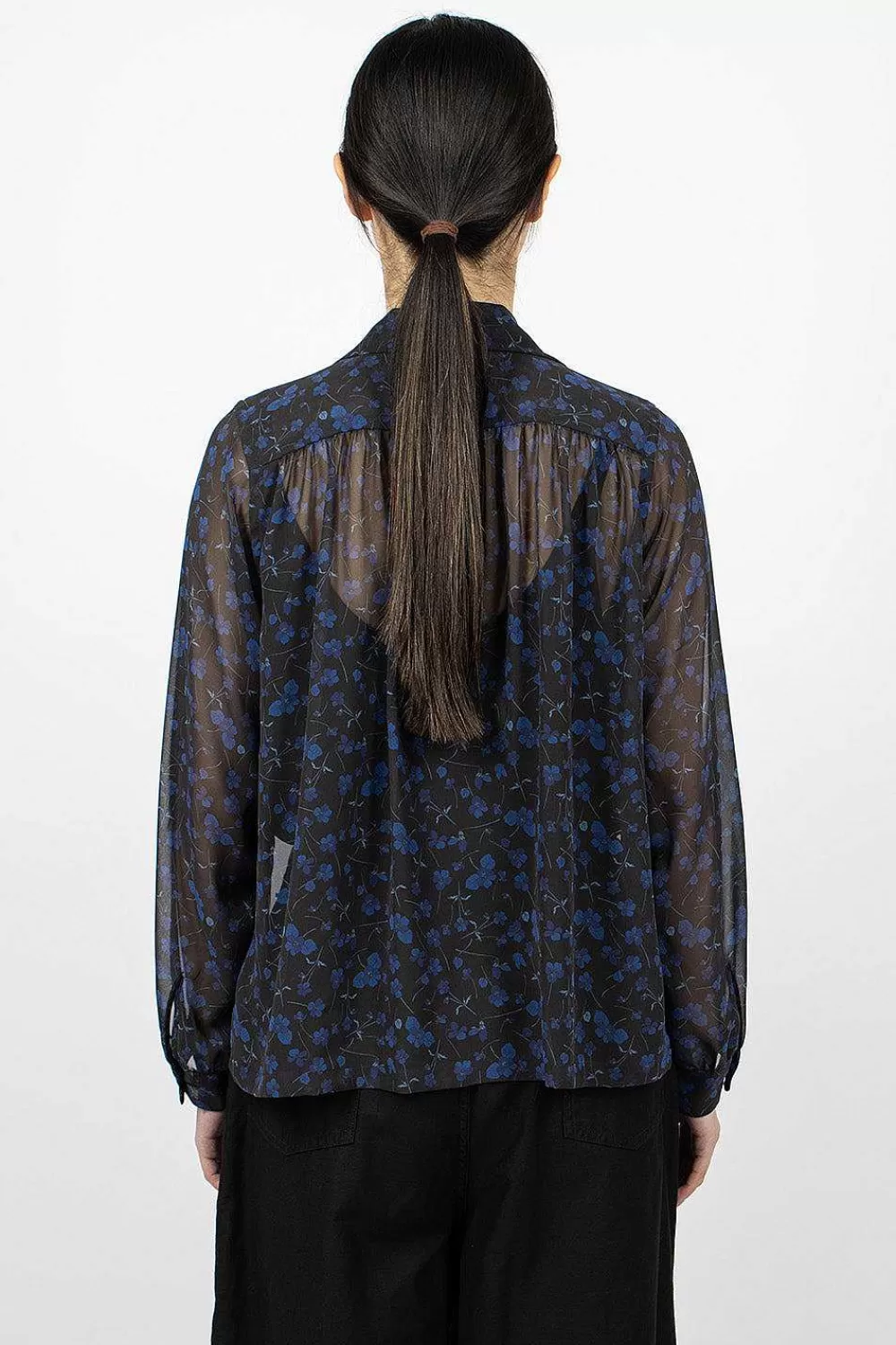 Needles Gathered Blouse Floral Black | Tops