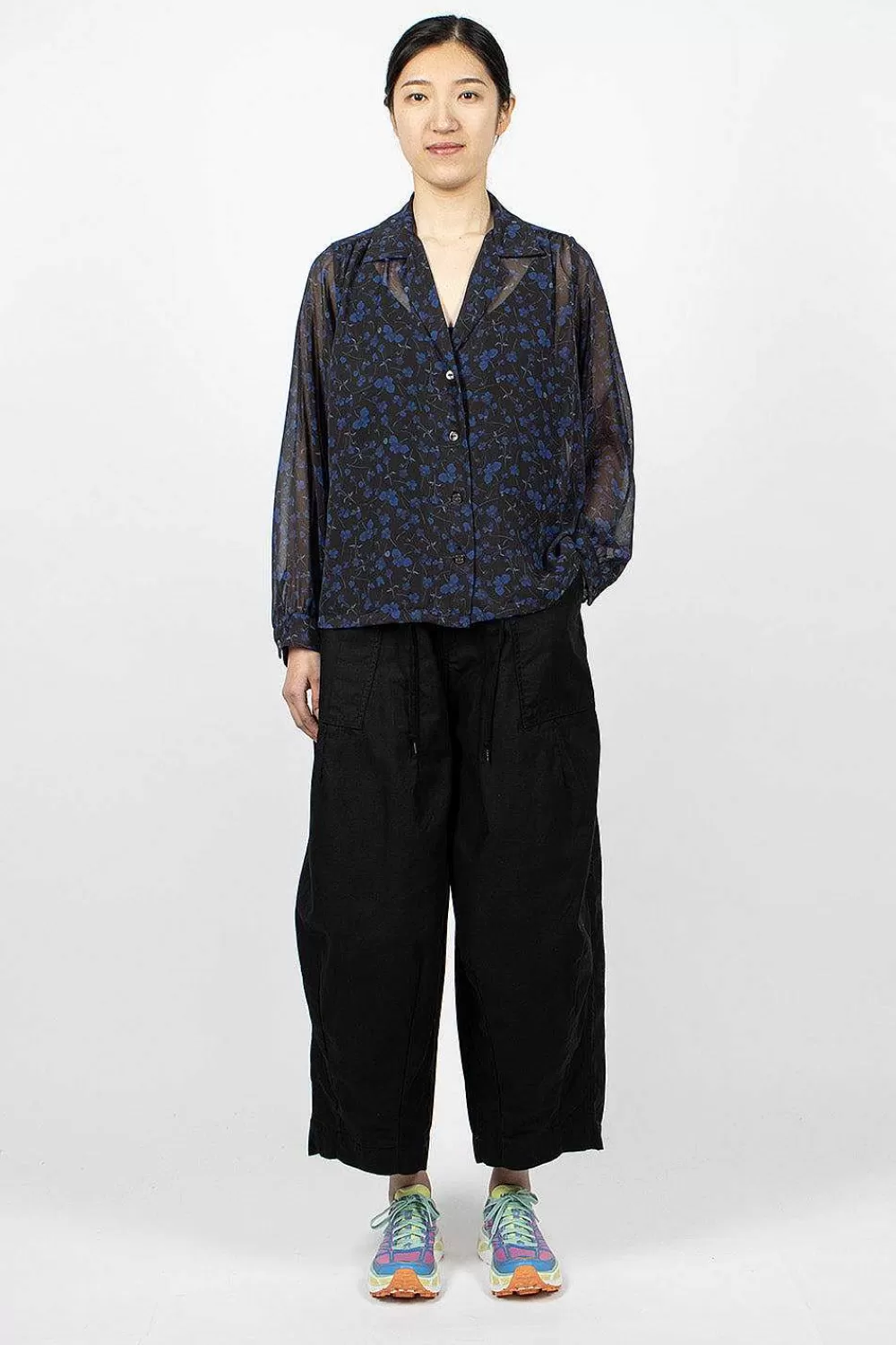 Needles Gathered Blouse Floral Black | Shirts