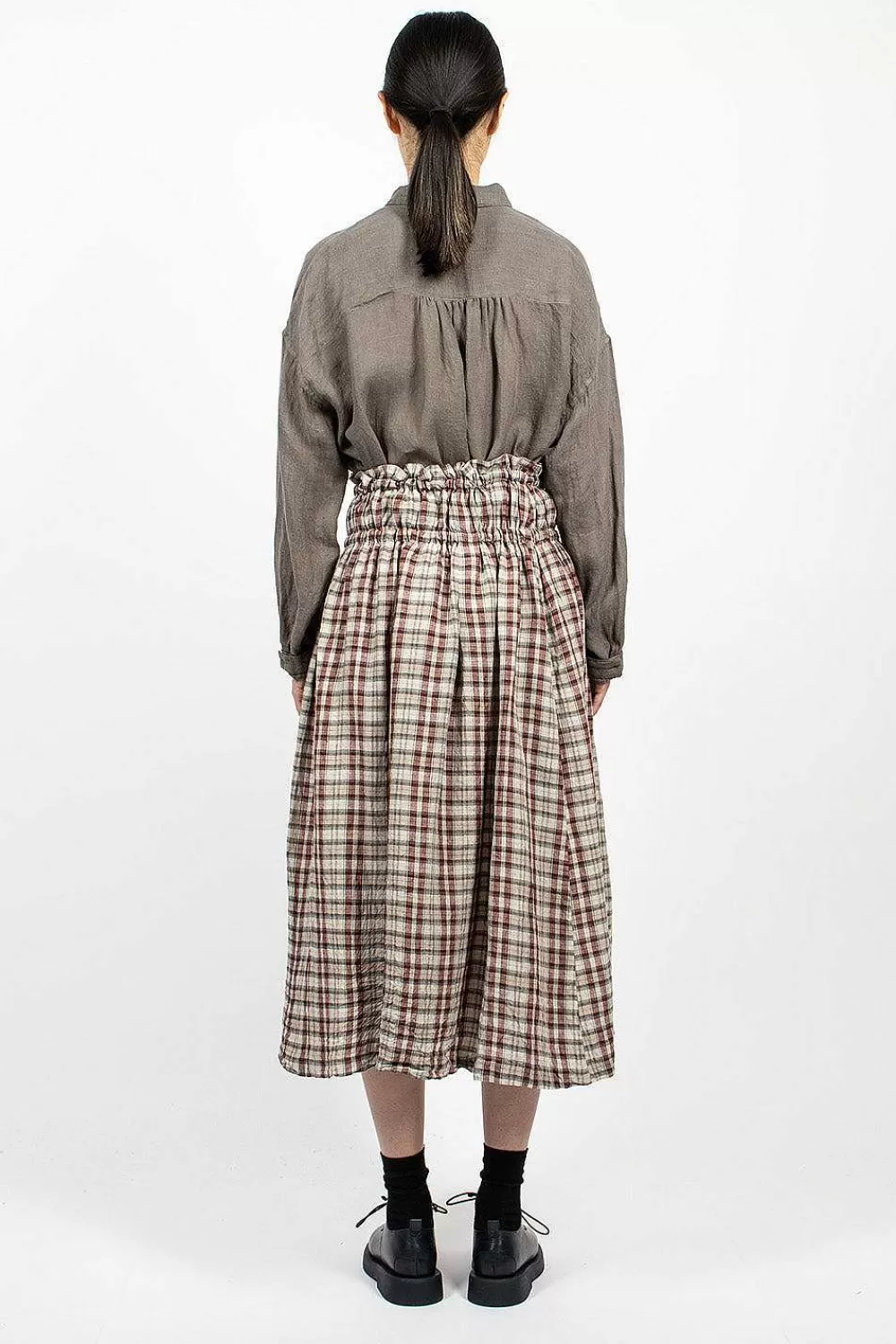 Vlas Blomme Gathered Skirt Red Check | Skirts