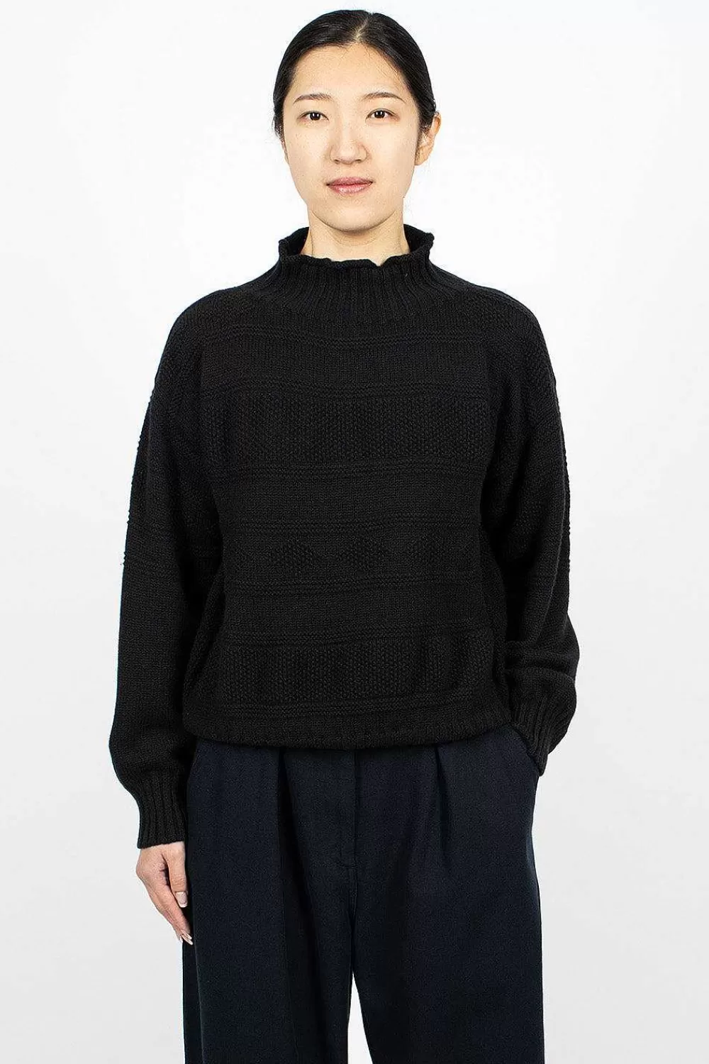 Margaret Howell Guernsey Jumper Black | Knitwear