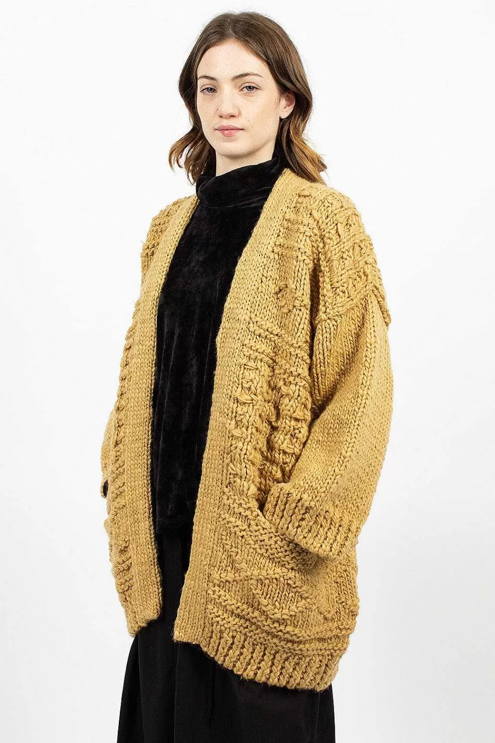 VISVIM Hand Knit Kimono Cardigan Beige | Knitwear