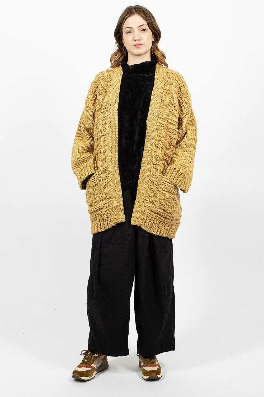 VISVIM Hand Knit Kimono Cardigan Beige | Knitwear