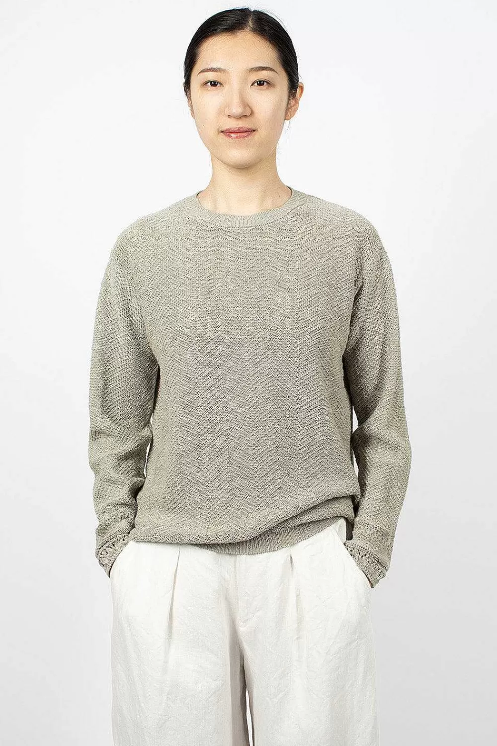 Vlas Blomme Hemp Pullover Light Green | Knitwear