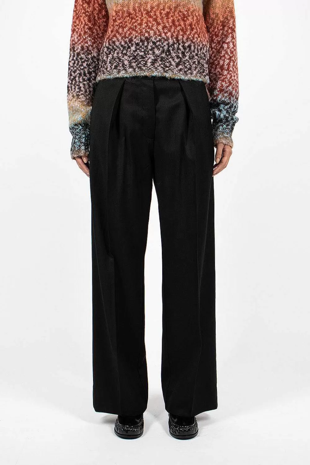 Acne Studios Herringbone Relaxed Trouser Black | Trousers