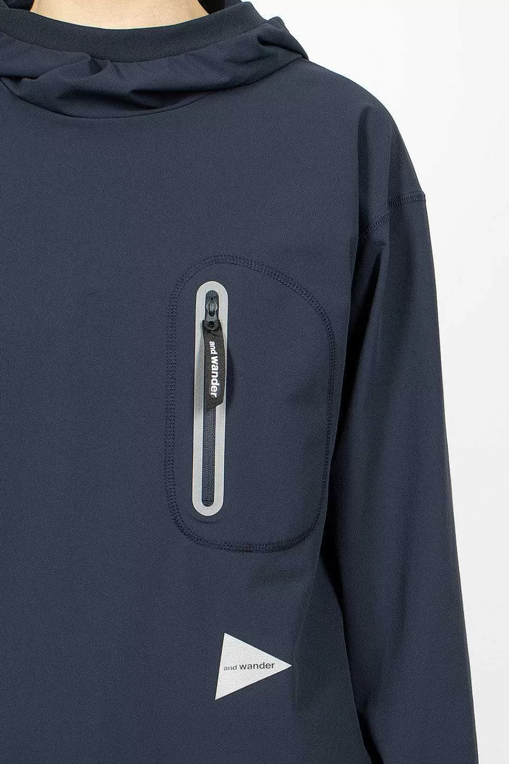 and wander Hybrid Pocket Hoodie Navy | Tops